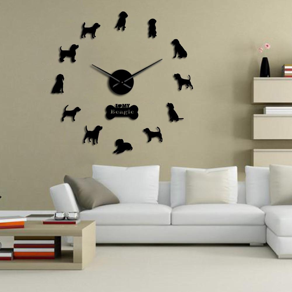 Wall Clocks - Beagle Dog Lovers Large Frameless DIY Wall Clock Gift