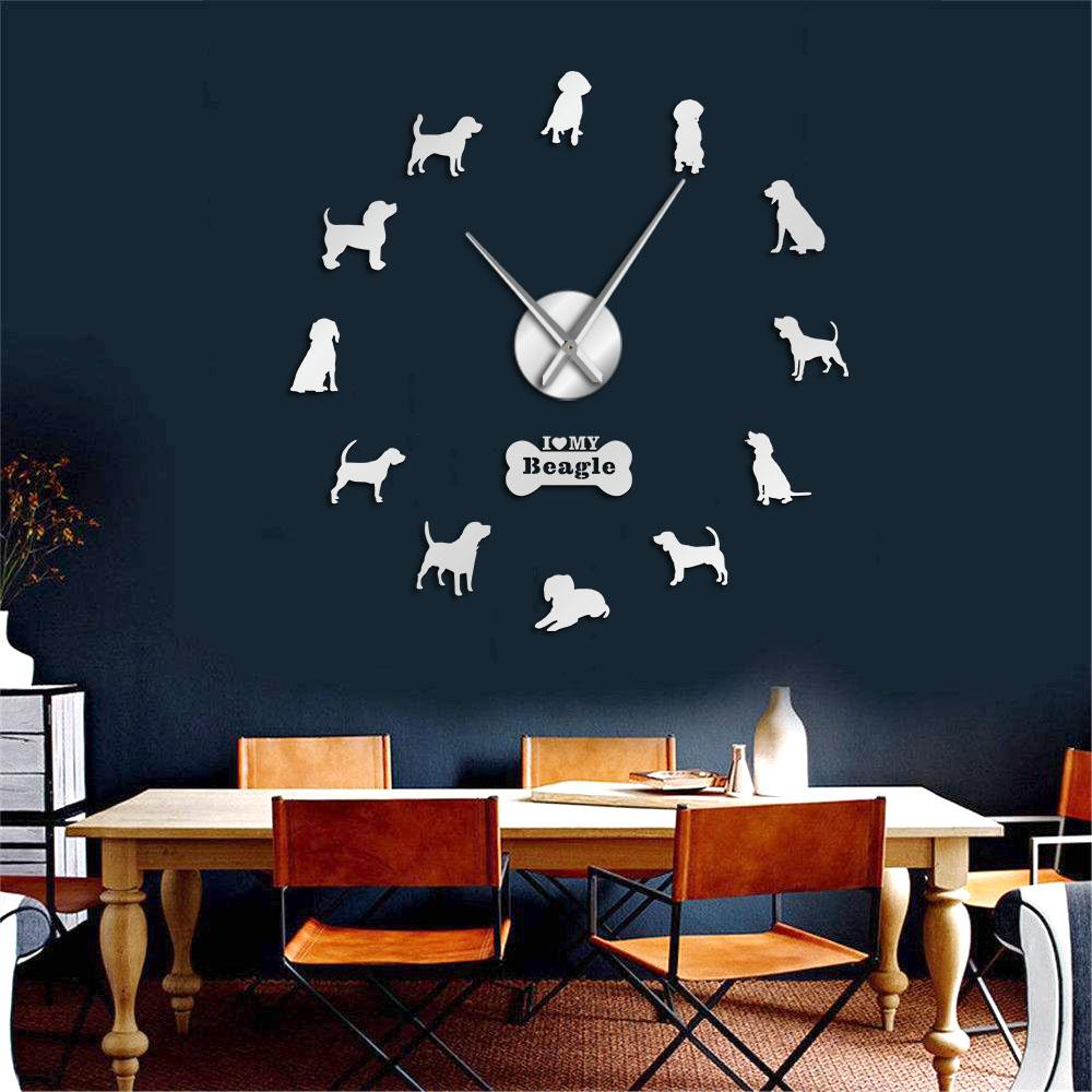 Wall Clocks - Beagle Dog Lovers Large Frameless DIY Wall Clock Gift