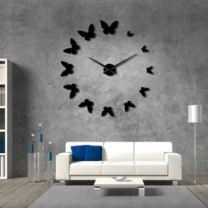 Wall Clocks - Beautiful Flying Butterflies Large Frameless DIY Wall Clock