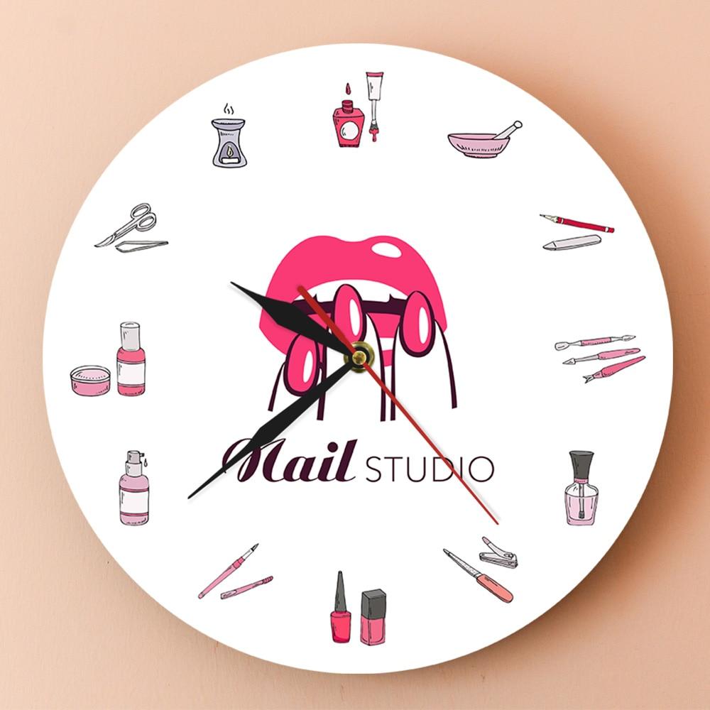 Wall Clocks - Beauty Nail Salon Polish Tools Wall Clock