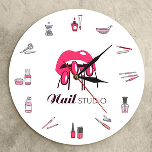 Wall Clocks - Beauty Nail Salon Polish Tools Wall Clock