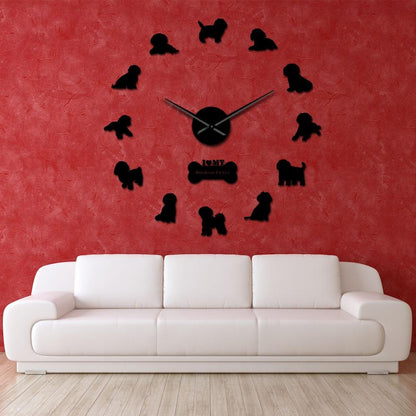 Bichon Frise Dog Lover Large Frameless DIY Wall Clock