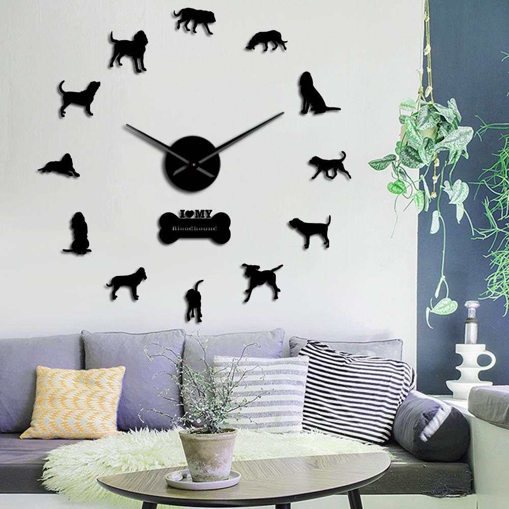 Wall Clocks - Bloodhound Dog Large Frameless DIY Wall Clock