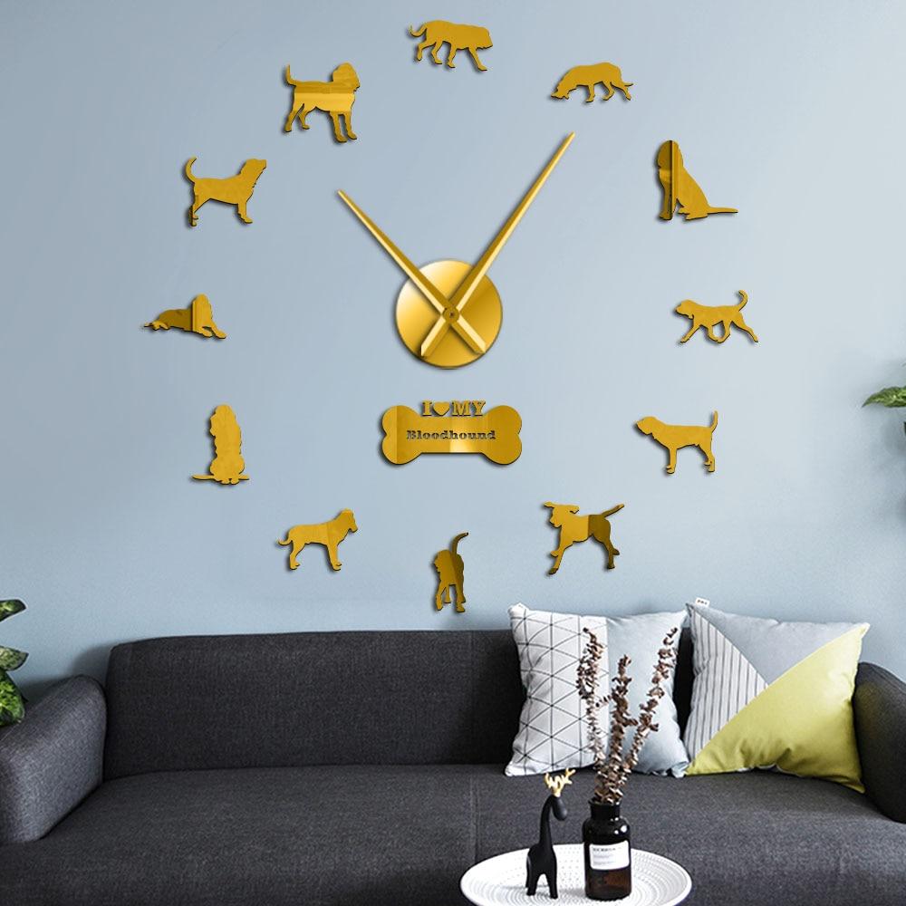 Wall Clocks - Bloodhound Dog Large Frameless DIY Wall Clock