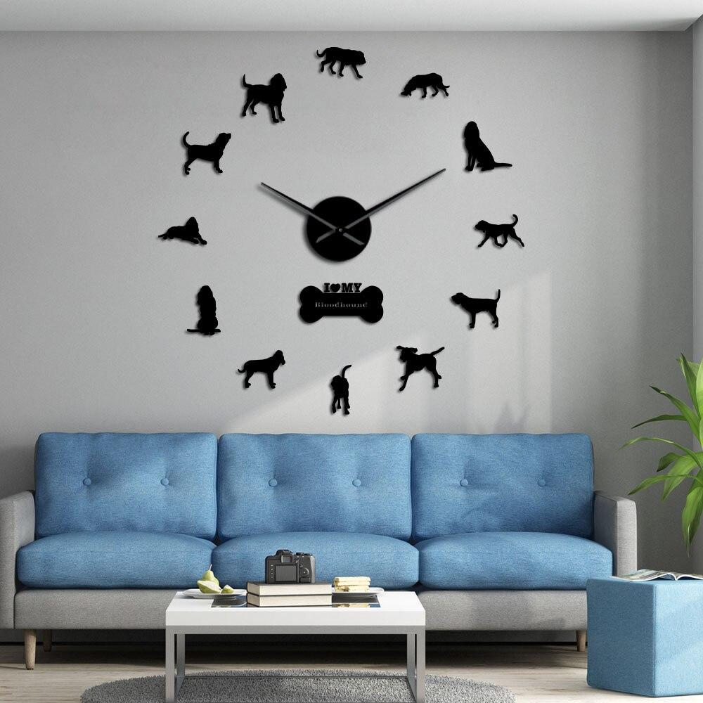 Wall Clocks - Bloodhound Dog Large Frameless DIY Wall Clock