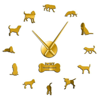 Wall Clocks - Bloodhound Dog Large Frameless DIY Wall Clock
