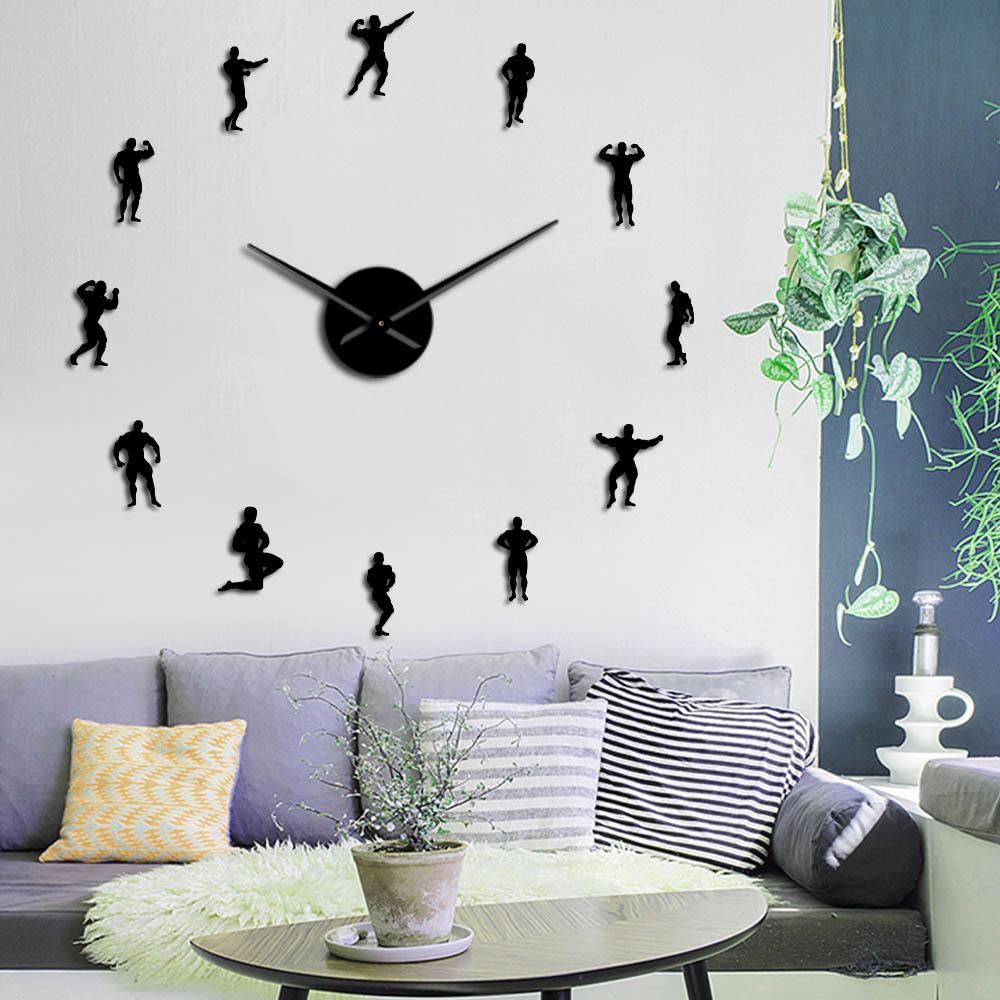 Wall Clocks - Bodybuilding Large Frameless DIY Wall Clock Bodybuilders Gift