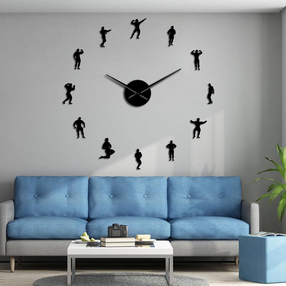 Wall Clocks - Bodybuilding Large Frameless DIY Wall Clock Bodybuilders Gift