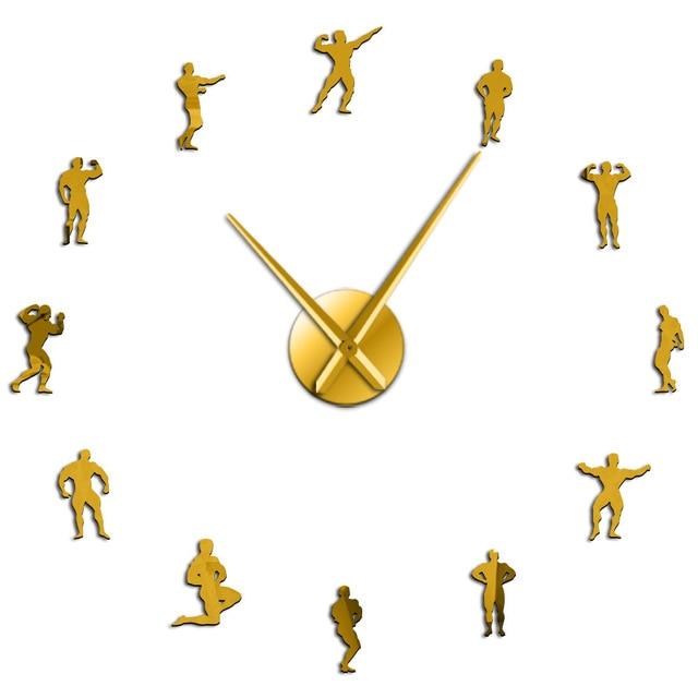 Wall Clocks - Bodybuilding Large Frameless DIY Wall Clock Bodybuilders Gift