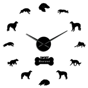 Borzoi Russian Wolfhound Large Frameless DIY Wall Clock