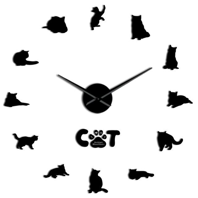 Wall Clocks - British Shorthair Cat Large Frameless DIY Wall Clock