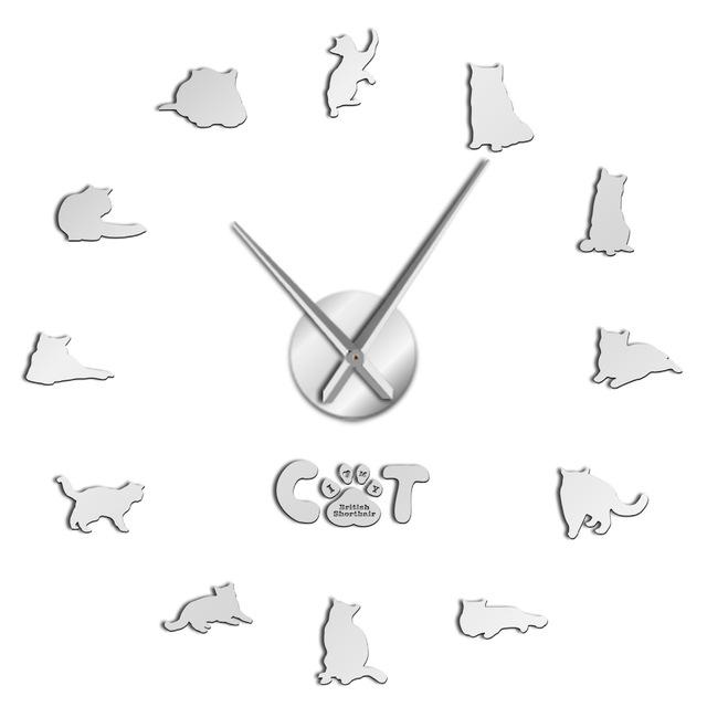 Wall Clocks - British Shorthair Cat Large Frameless DIY Wall Clock