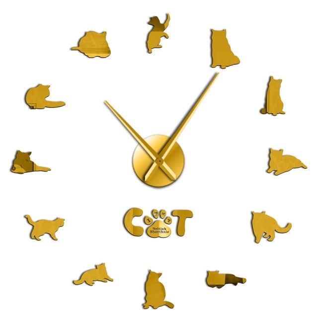 Wall Clocks - British Shorthair Cat Large Frameless DIY Wall Clock