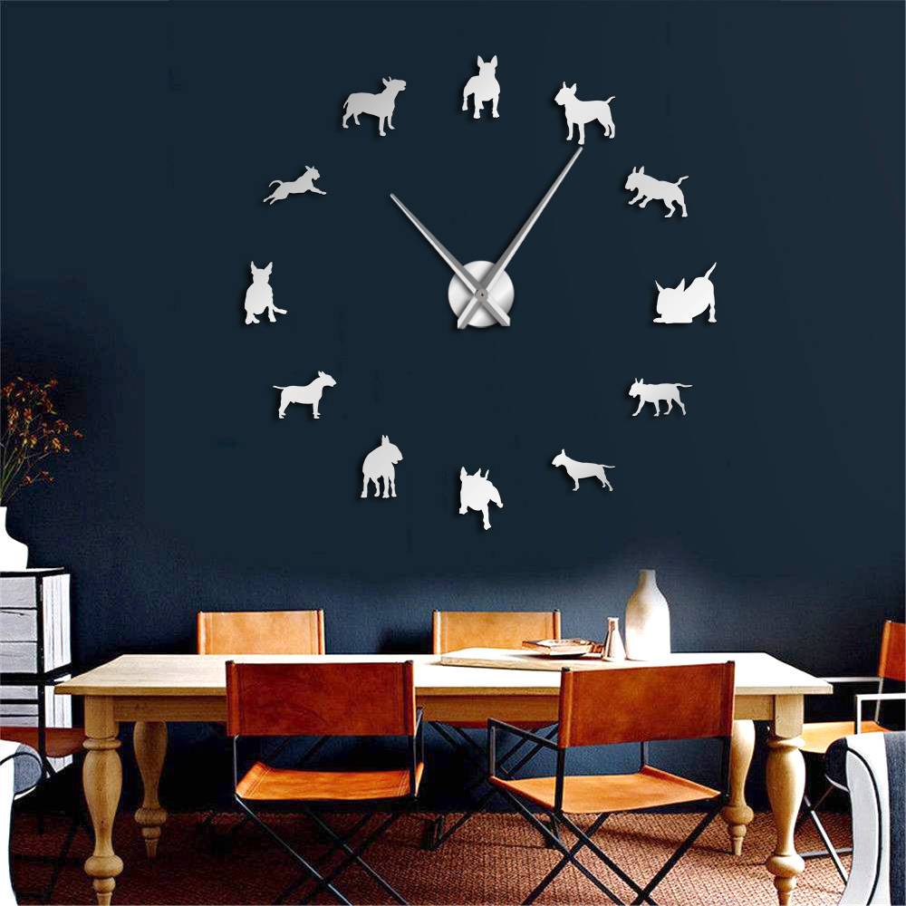 Wall Clocks - Bull Terrier Large Frameless DIY Wall Clock Gift For Bull Terrier Lovers