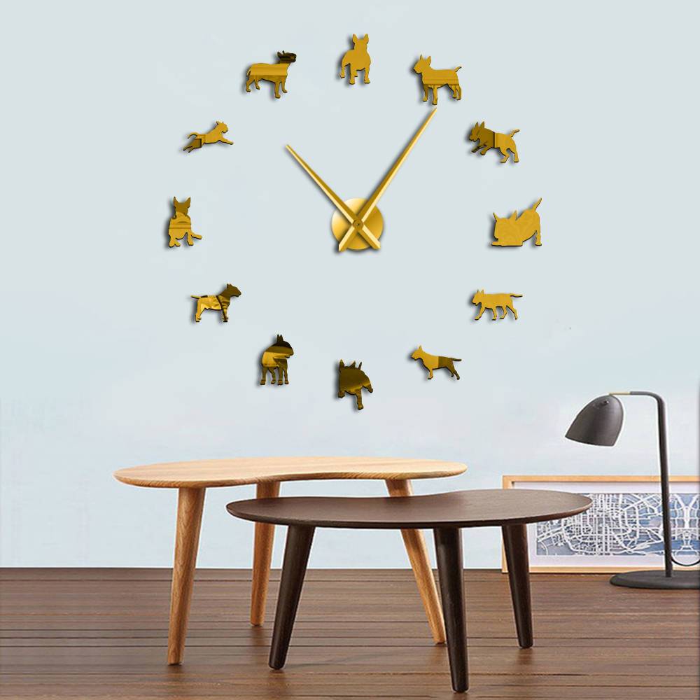 Wall Clocks - Bull Terrier Large Frameless DIY Wall Clock Gift For Bull Terrier Lovers