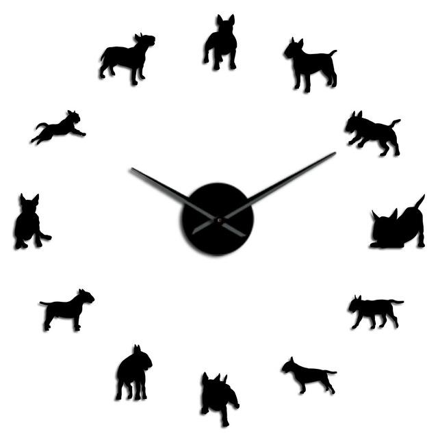 Wall Clocks - Bull Terrier Large Frameless DIY Wall Clock Gift For Bull Terrier Lovers