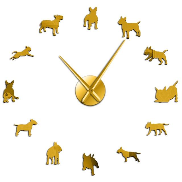 Wall Clocks - Bull Terrier Large Frameless DIY Wall Clock Gift For Bull Terrier Lovers