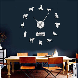 Wall Clocks - Bullmastiff Dog Large Frameless DIY Wall Clock Gift