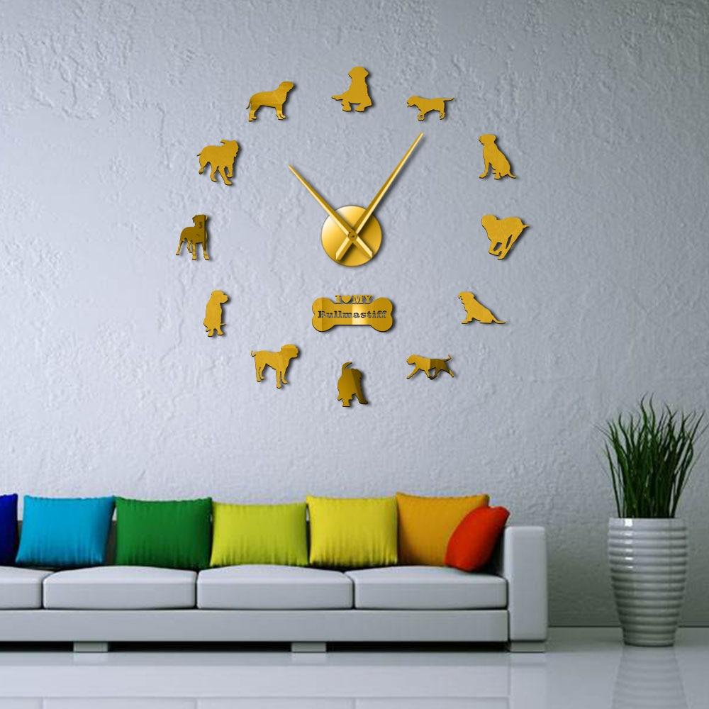 Wall Clocks - Bullmastiff Dog Large Frameless DIY Wall Clock Gift