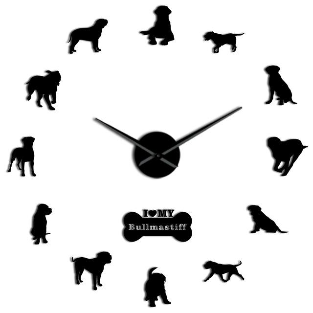 Wall Clocks - Bullmastiff Dog Large Frameless DIY Wall Clock Gift