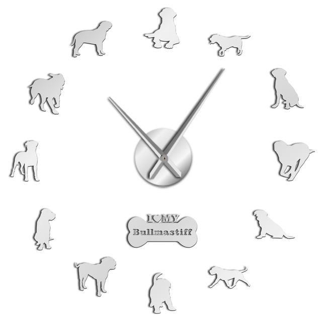 Wall Clocks - Bullmastiff Dog Large Frameless DIY Wall Clock Gift