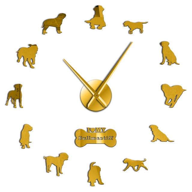 Wall Clocks - Bullmastiff Dog Large Frameless DIY Wall Clock Gift