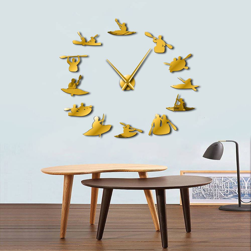 Wall Clocks - Canoeing Rafting Kayaking Large Frameless DIY Wall Clock