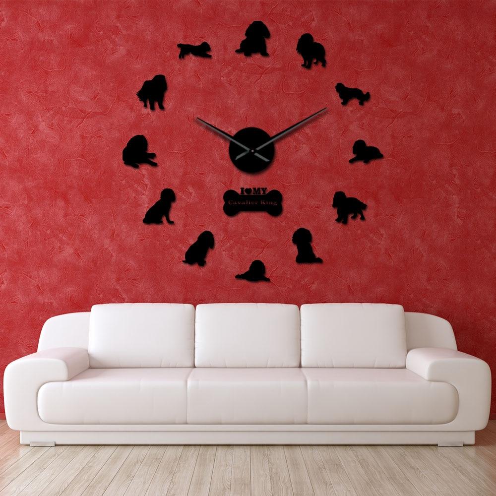 Wall Clocks - Cavalier King Charles Spaniel Large Frameless DIY Wall Clock Gift