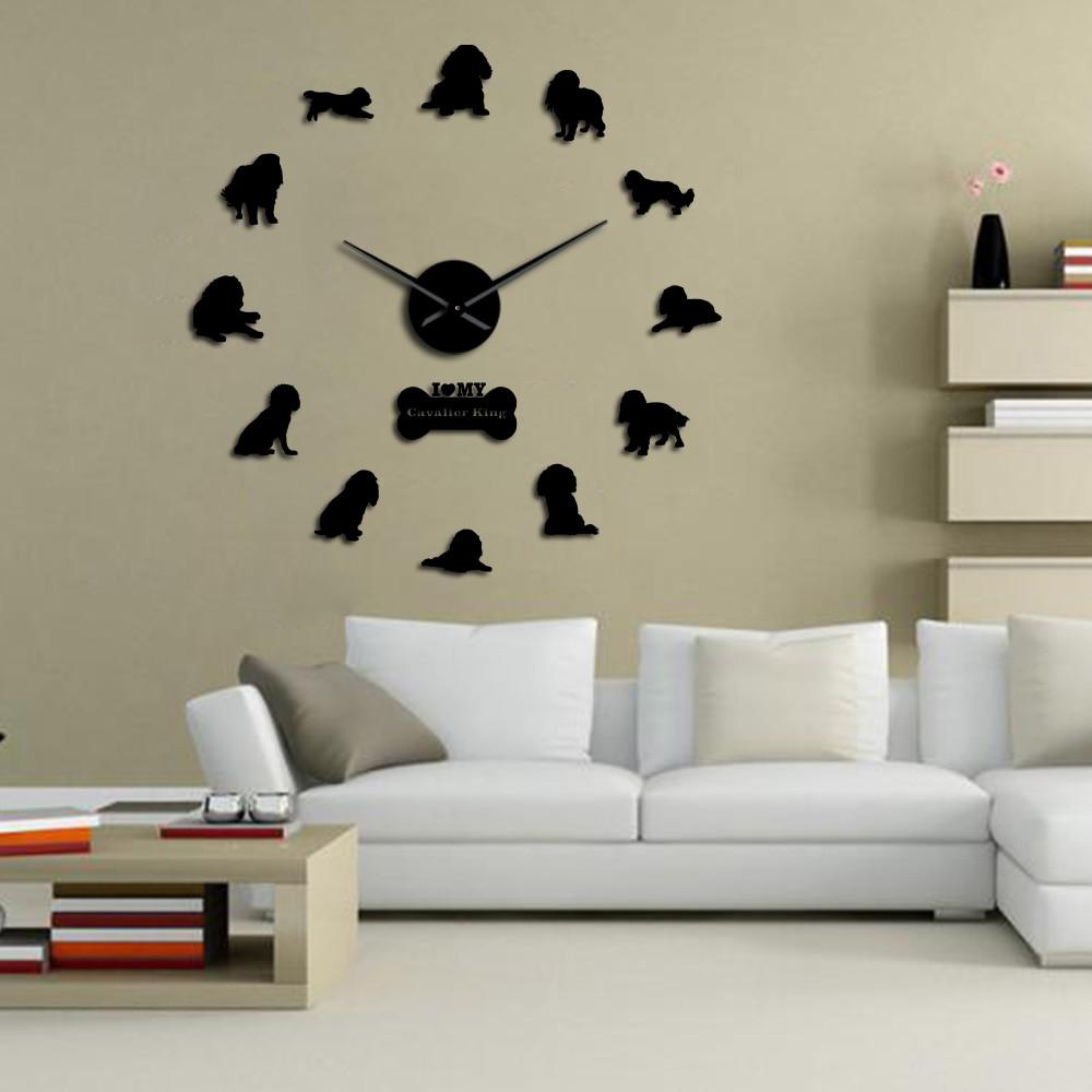 Wall Clocks - Cavalier King Charles Spaniel Large Frameless DIY Wall Clock Gift