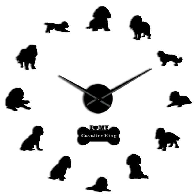 Wall Clocks - Cavalier King Charles Spaniel Large Frameless DIY Wall Clock Gift