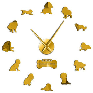 Wall Clocks - Cavalier King Charles Spaniel Large Frameless DIY Wall Clock Gift