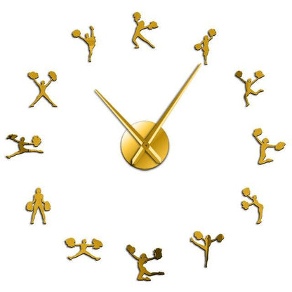 Cheerleader With Pompoms Large Frameless DIY Wall Clock