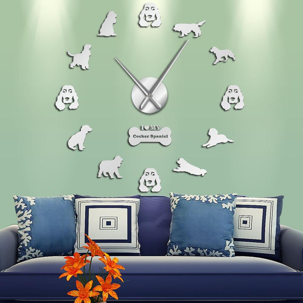 Wall Clocks - Cocker Spaniels Large Frameless DIY Wall Clock