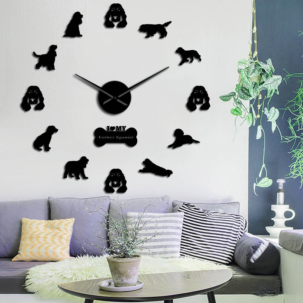 Wall Clocks - Cocker Spaniels Large Frameless DIY Wall Clock