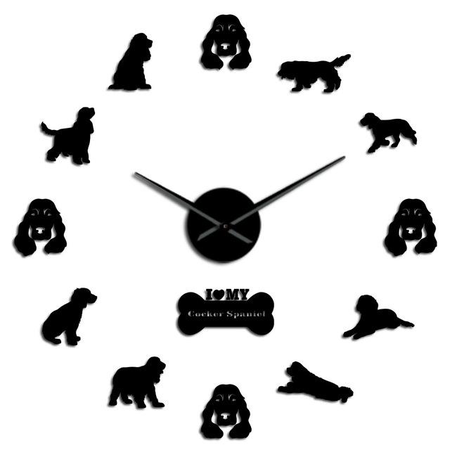 Wall Clocks - Cocker Spaniels Large Frameless DIY Wall Clock