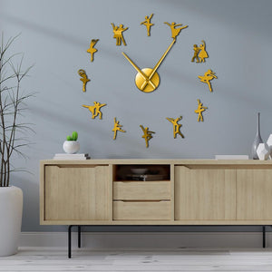 Wall Clocks - Couple Ballerina Large Frameless DIY Wall Clock Ballet Dancer Gift