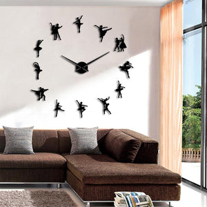 Wall Clocks - Couple Ballerina Large Frameless DIY Wall Clock Ballet Dancer Gift