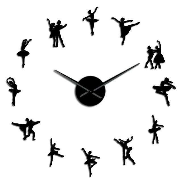 Wall Clocks - Couple Ballerina Large Frameless DIY Wall Clock Ballet Dancer Gift