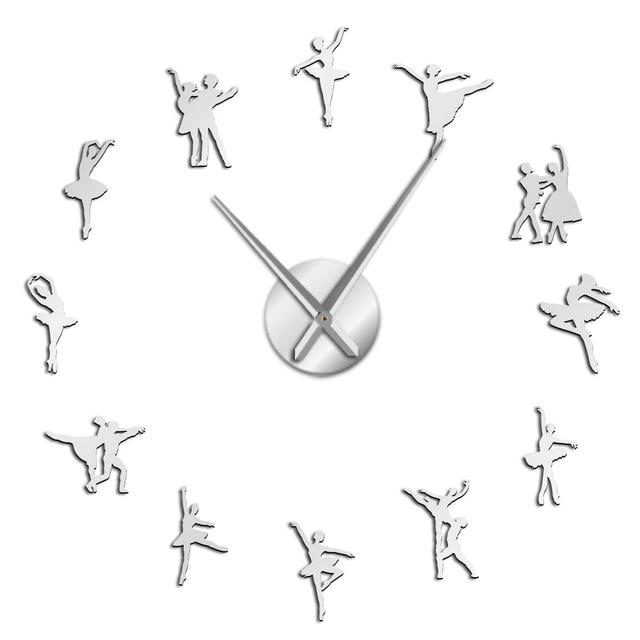 Wall Clocks - Couple Ballerina Large Frameless DIY Wall Clock Ballet Dancer Gift