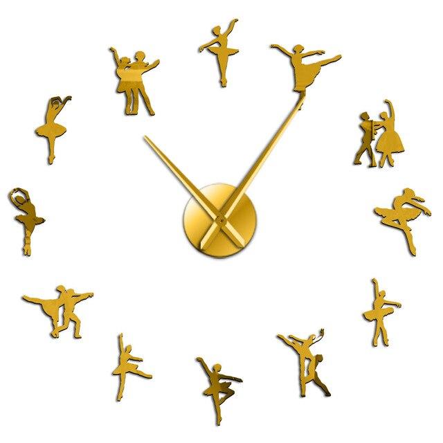 Wall Clocks - Couple Ballerina Large Frameless DIY Wall Clock Ballet Dancer Gift