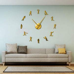 Cricket Player Large Frameless DIY Wall Clock Watch Gift