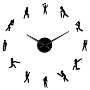 Cricket Player Large Frameless DIY Wall Clock Watch Gift