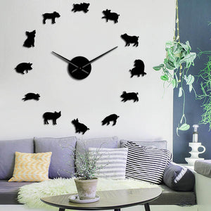 Cute Baby Pig Piglet Large Frameless DIY Wall Clock