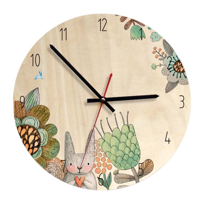 Wall Clocks - Cute Cartoon Kids Room Wooden Wall Clock