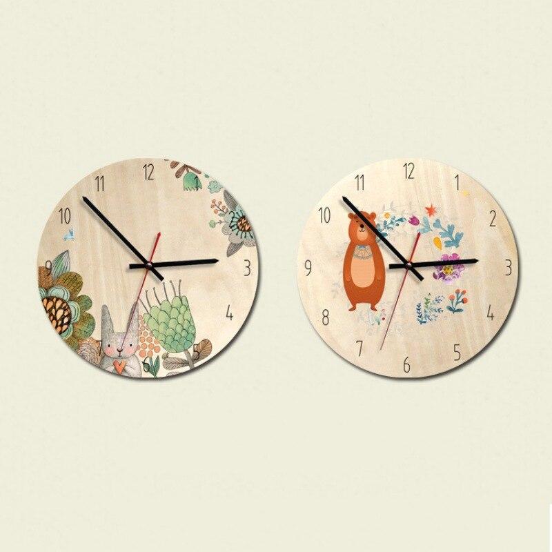 Wall Clocks - Cute Cartoon Kids Room Wooden Wall Clock