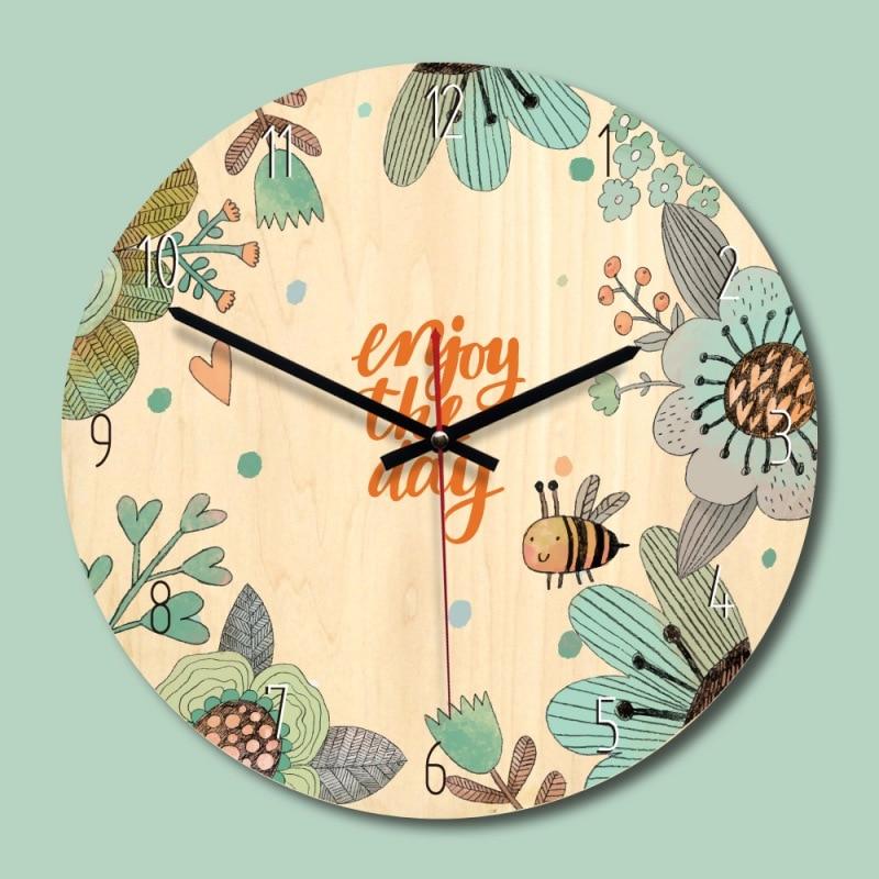 Wall Clocks - Cute Cartoon Kids Room Wooden Wall Clock