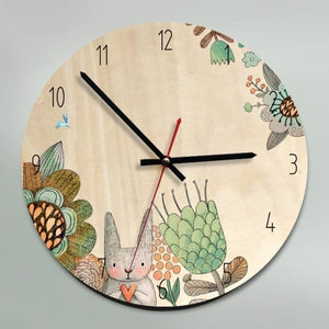 Wall Clocks - Cute Cartoon Kids Room Wooden Wall Clock