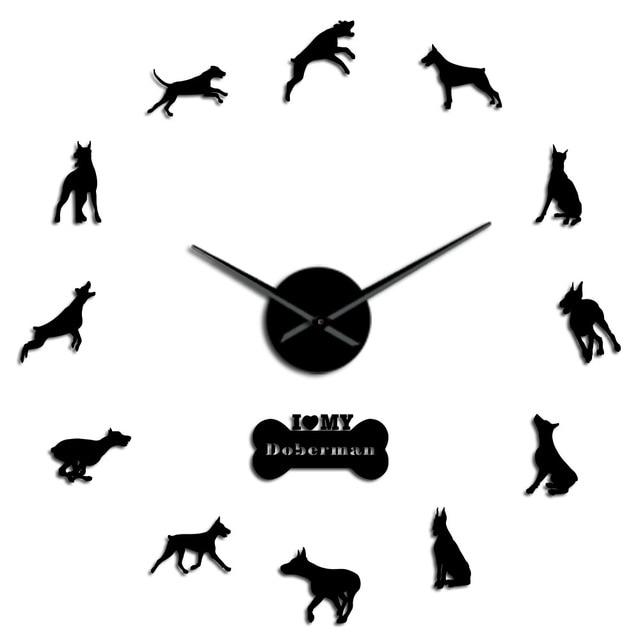 Wall Clocks - Doberman Pinscher Dog Large Frameless DIY Wall Clock Gift