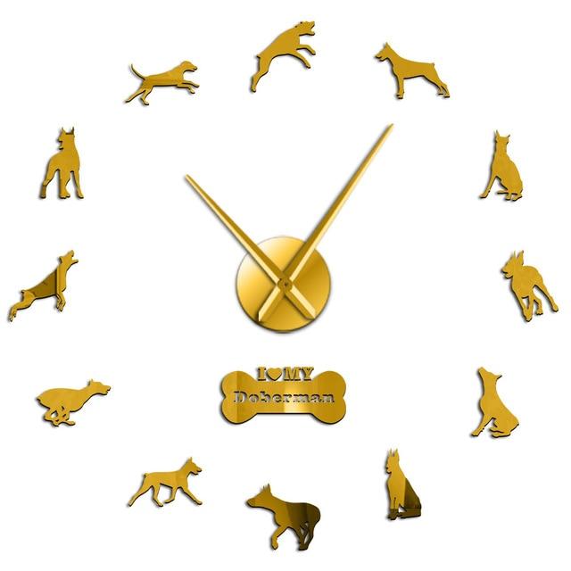 Wall Clocks - Doberman Pinscher Dog Large Frameless DIY Wall Clock Gift