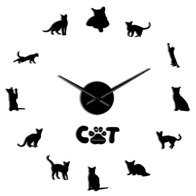 Wall Clocks - Domestic Short Haired Abyssinian Cat Large Frameless DIY Wall Clock